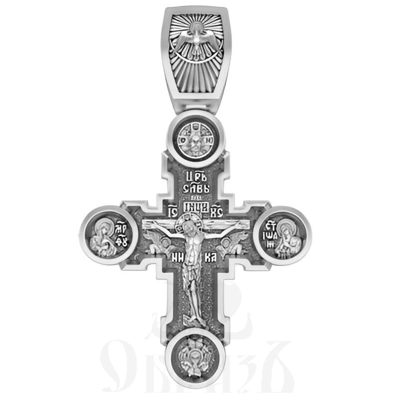 крест каплевидный успение пресвятой богородицы, серебро 925 проба с родированием (арт. 17.042р)